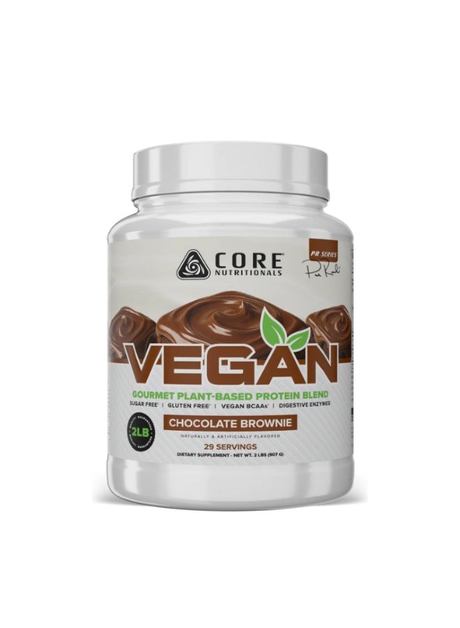 Vegan Premium Plant-Based Protein Powder, Pea + Brown Rice Blend with Vegan BCAAs & Digestive Enzymes, Dairy-Free & Gluten-Free, Muscle Recovery & Daily Nutrition - Chocolate  (2lbs)