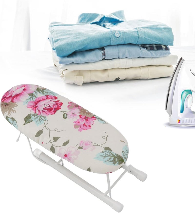Focket Small Tabletop Ironing Board 10in Portable Ironing Board with Folding Legs Cotton Cover Stable Countertop Ironing Board for Sewing Craft Room Dorm Home Travel Peony Flower - Image 5