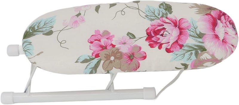 Focket Small Tabletop Ironing Board 10in Portable Ironing Board with Folding Legs Cotton Cover Stable Countertop Ironing Board for Sewing Craft Room Dorm Home Travel Peony Flower - Image 1