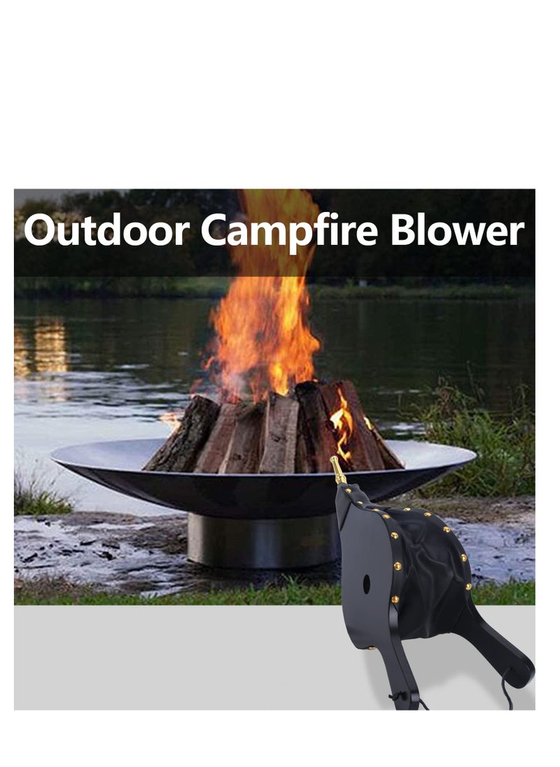 SYOSI - 17"x 7.5" Bellows,Fireplace Bellows for Fire Pit Wood Stove Camping, Fireplace Blower with Hanging Strap,Cast Nozzle Fireplace Bellows Indoor(Black,17"x 7.5") - Image 1