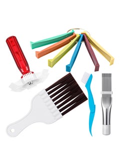 Y&D 5 Pcs Air Conditioner Fin Cleaner Set, 3 Different Ac Comb Condenser Straightener, 2 Brush Coil Refrigerator Evaporator Radiator Repair Clean Too  - Image 1