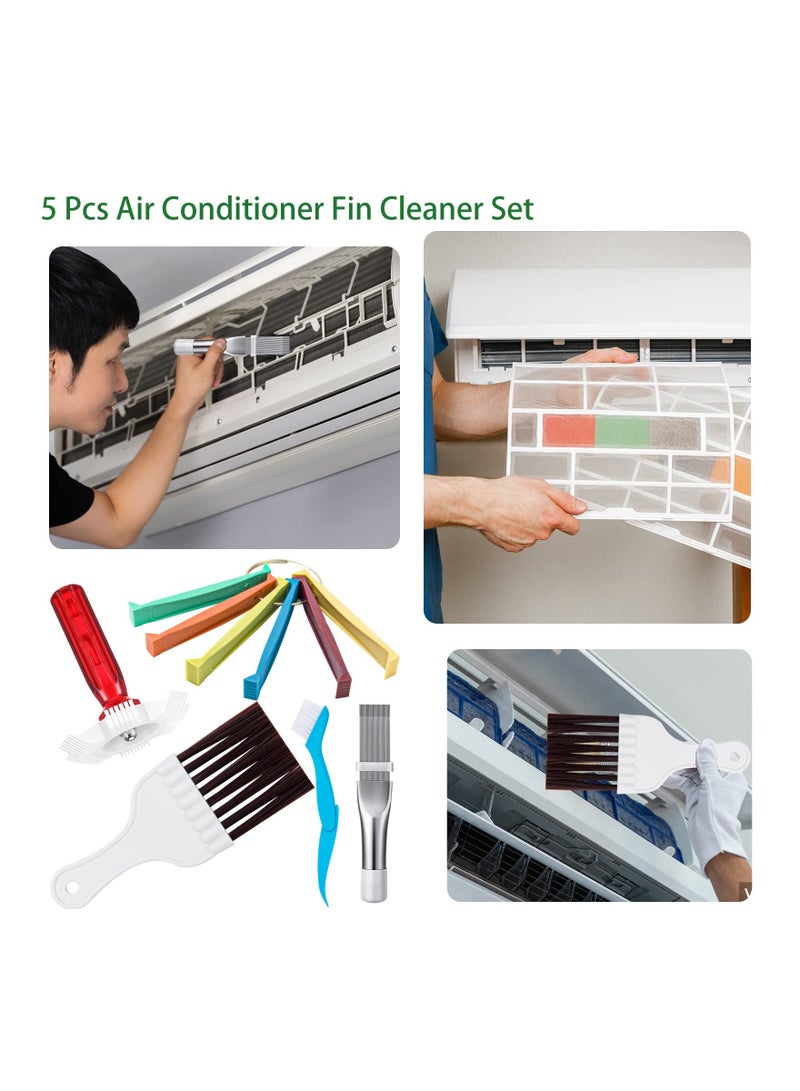 واي آند دي 5 Pcs Air Conditioner Fin Cleaner Set, 3 Different Ac Comb Condenser Straightener, 2 Brush Coil Refrigerator Evaporator Radiator Repair Clean Too - Image 4