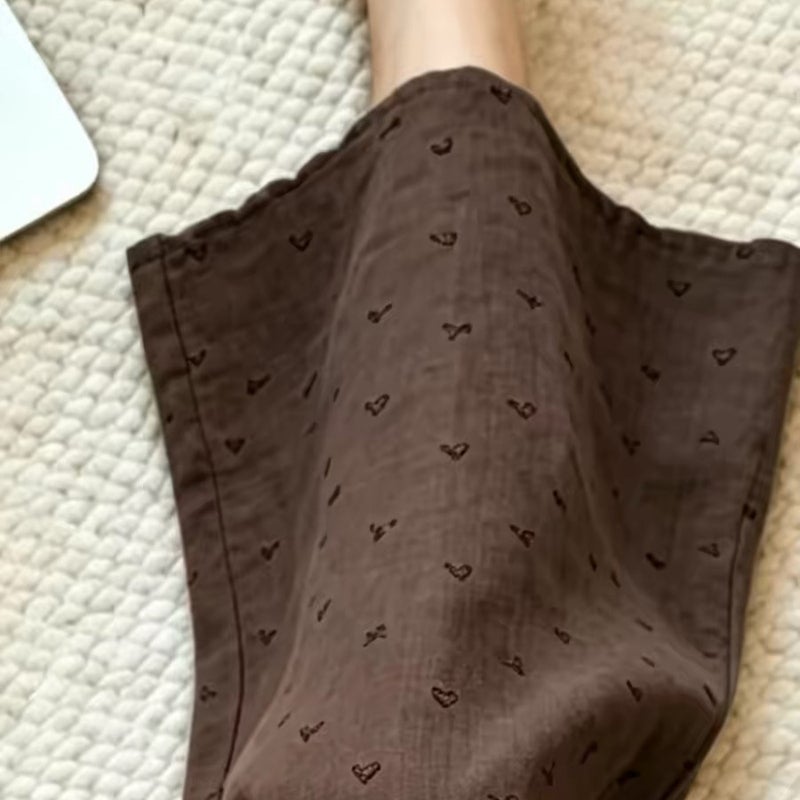 Brown Linen Flared Casual Pants 2026 Summer Retro Style - Image 3