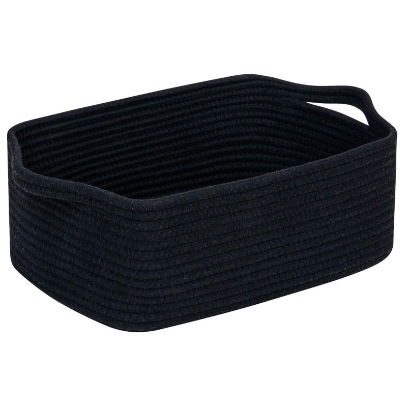 CubesLand Cute and Durable Small Cotton Rope Basket for Organizing Woven Closet Storage BinShelves Closet Storage Basket Bathroom Storage Organizer Bin Nursery Toy Basket Bin Black Basket - Image 2