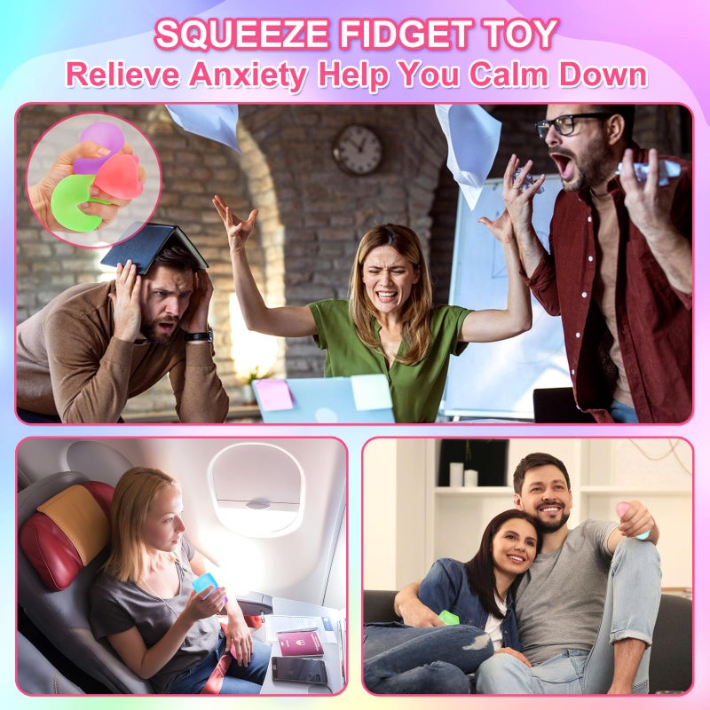 Siwarm 4 Pack Stress Cube Sensory Fidget Toys for Anxiety Stress Relief, Slow Rising Fidget Cube Squeeze Toys, Squishy Cube Filled with Thick Substance, Ice Cube Stress Balls for Adults Kids - Image 5
