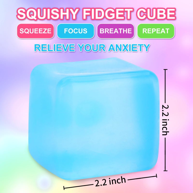Siwarm 4 Pack Stress Cube Sensory Fidget Toys for Anxiety Stress Relief, Slow Rising Fidget Cube Squeeze Toys, Squishy Cube Filled with Thick Substance, Ice Cube Stress Balls for Adults Kids - Image 4