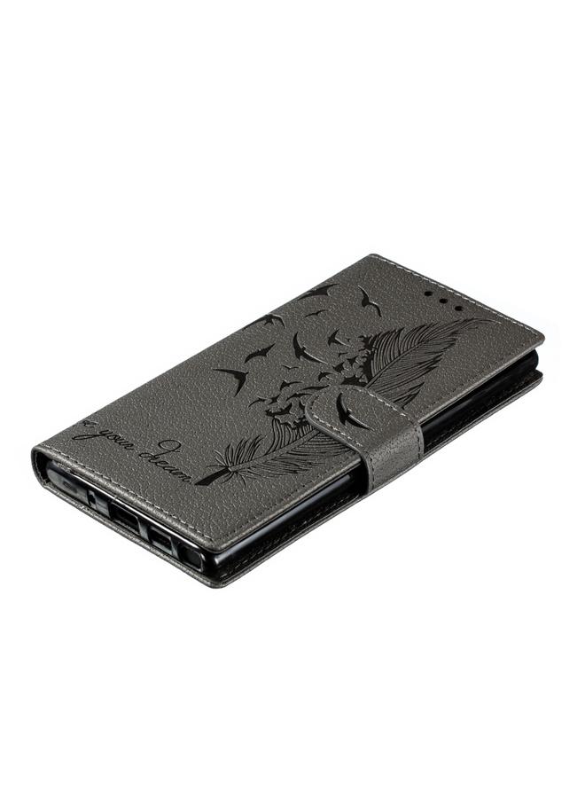 S-TOP Feather Pattern Litchi Texture Horizontal Flip Leather Case with Wallet & Holder & Card Slots For Galaxy Note 10 - Image 5