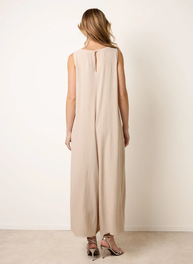 بلو فانيلا Pleat Front Diamante Jumpsuit