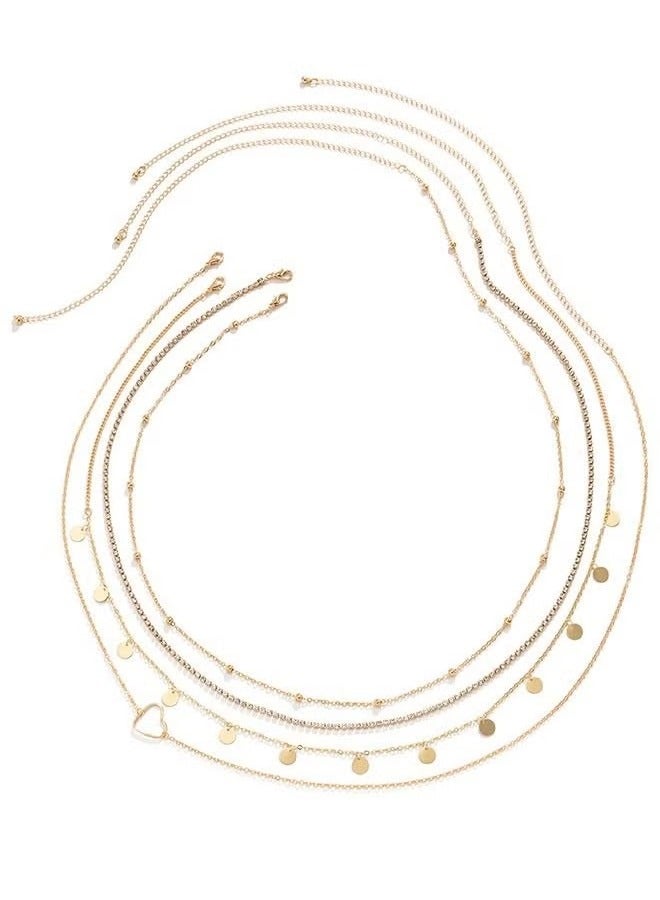 OMEVE Waist Chain Overlay Metal Chain Body Chain Peach Heart Sequin Claw Chain Water Diamond Multi layer Waist Chain - Image 3