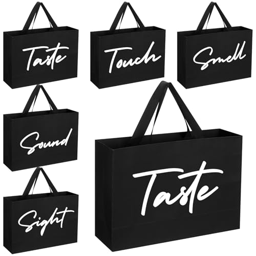 Kolldenn 5 Senses Gift Bags for Him Her with Ribbon Handles Sight Smell Touch Taste Sound Paper Gift Bags for Men Women Birthday Valentine Wedding Anniversary PartyBlack126 x 87 x 4 Inches - Image 2