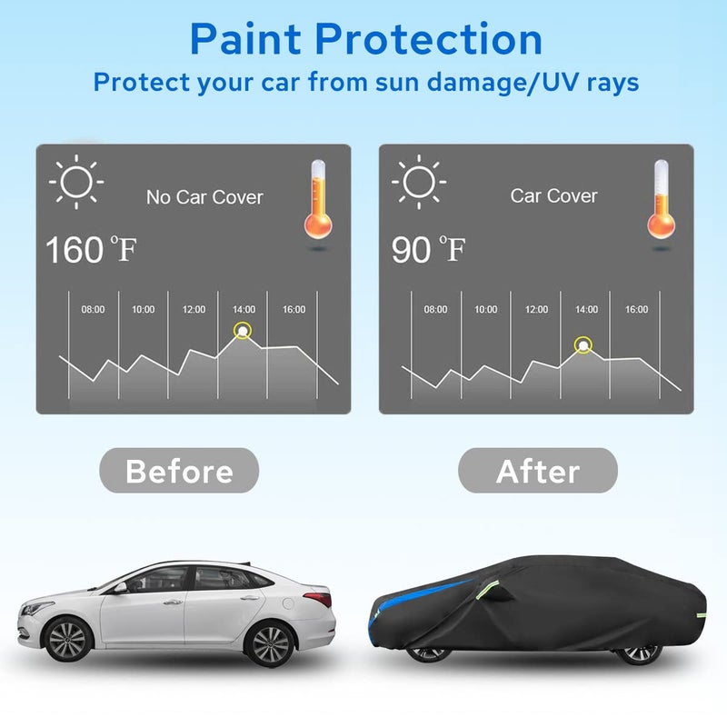Avecrew Car Cover Waterproof All Weather for Automobiles, Outdoor Heavy Duty Full Exterior Covers for Sedan(194"-208") - Image 5