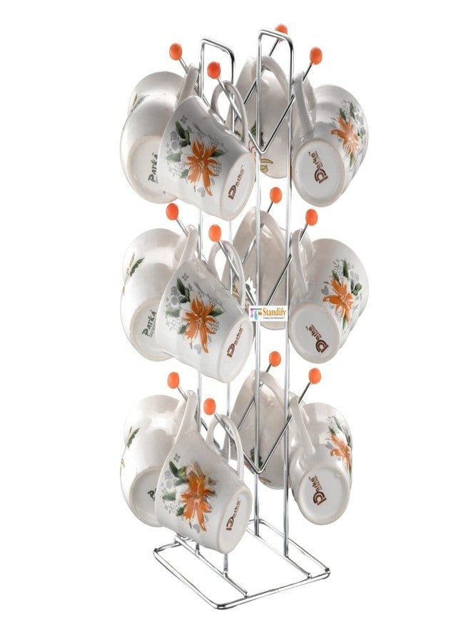 STANDIFY FineArt ® Premium Stainless Steel Cup Holder Mug Holder Rack for 6–12 Cups Space-Saving Kitchen Countertop Organizer. - Image 1