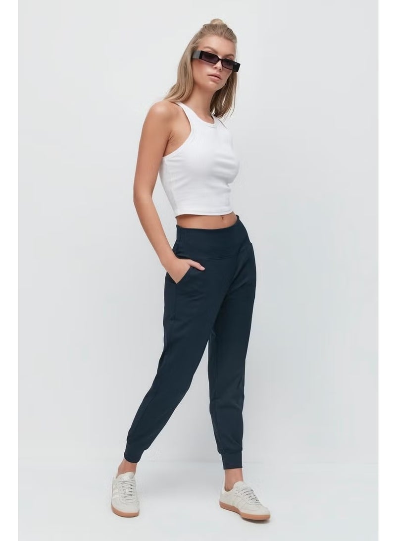 C&city High Waist Cuffed Leg Jogger Sweatpants 811 Smoked - Image 2