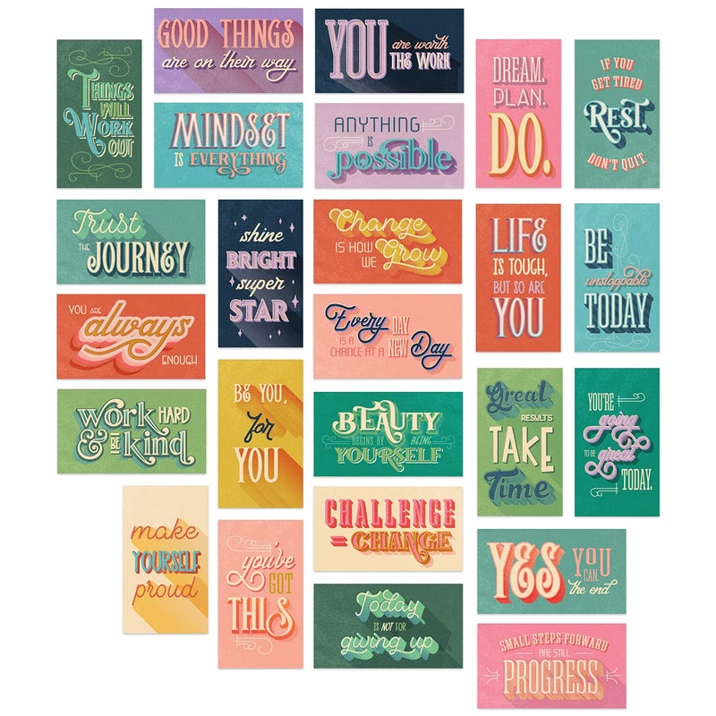 Canopy Street Vintage Word Art Mini Quote Cards / 2" x 3.5" Flat Business Card Size / 50 Uplifting Cards / 25 Small Motivational Encouragement Card Designs/Made In The USA - Image 1