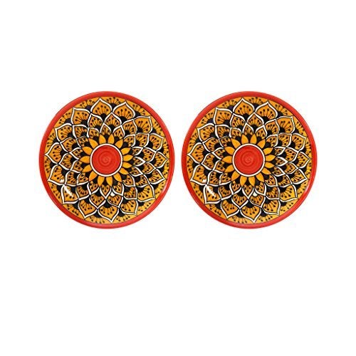 Caffeine Ceramic Handmade Stoneware Orange Morocco Quarter Plate 7”(Set of 2 Dishwasher & Microwave Safe) - Image 3