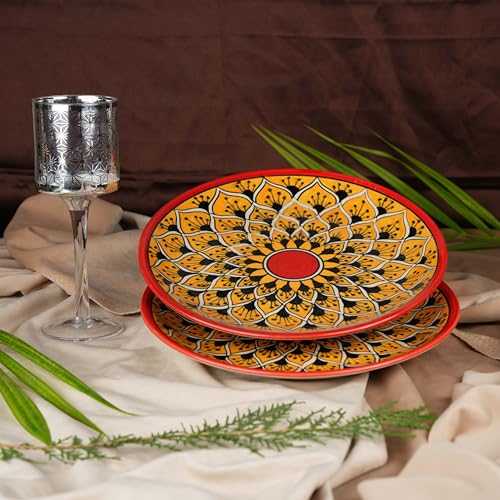 Caffeine Ceramic Handmade Stoneware Orange Morocco Quarter Plate 7”(Set of 2 Dishwasher & Microwave Safe) - Image 2