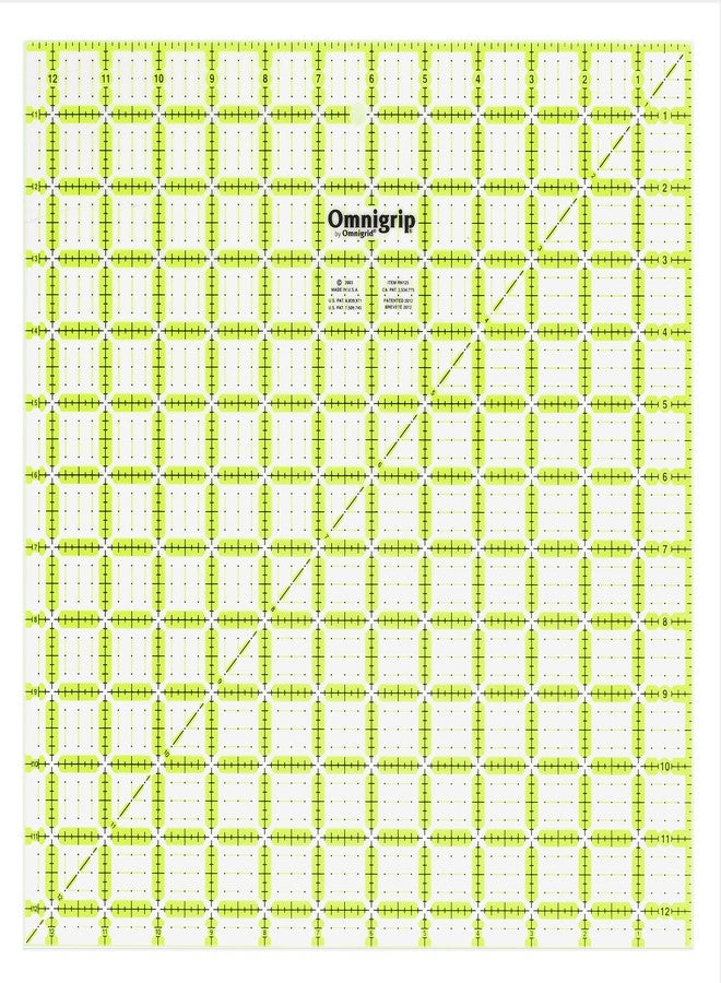 Omnigrid مسطرة خياطة مربعة غير قابلة للانزلاق 12-1/2" × 12-1/2" من أومنيغريد - Image 1