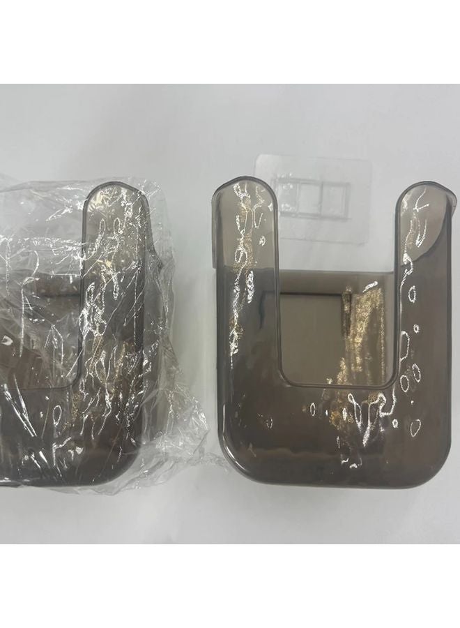 2pcs Transparent Grey Wall Hanging Tissue Box Self Adhesive For Bathroom Kitchen Living Room - Image 1