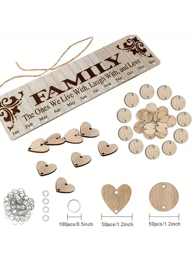 Rustic Wooden Family Birthday Reminder Board 1pc Wall Mounted Calendar with 100 Heart Tags Classic Style Ideal Gift for Mom and Grandma Perfect for Birthday and Mothers Day Decor - Image 5