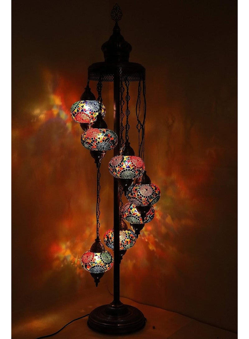 Quick CartUnique Turkish Moroccan Night Art Lamp With 7 Globe Floor Stand Light | Antique Lantern Perfect for House warming, Birthday & Anniversery Party Gift | Perfect For Office & Hotel  - Image 2