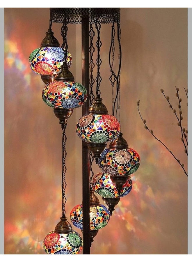 Quick CartUnique Turkish Moroccan Night Art Lamp With 7 Globe Floor Stand Light | Antique Lantern Perfect for House warming, Birthday & Anniversery Party Gift | Perfect For Office & Hotel  - Image 1