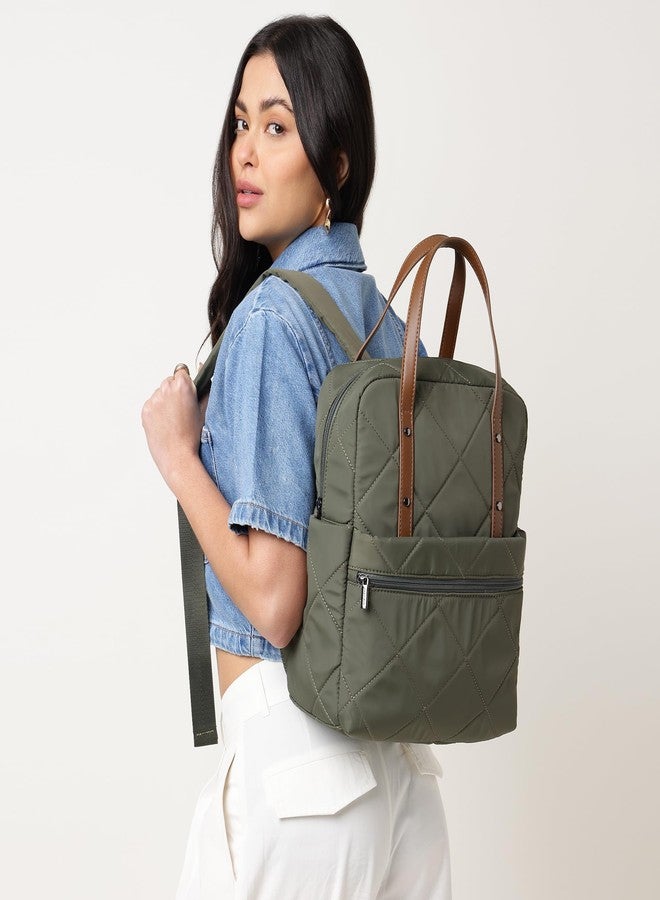 Fastrack Quilted Carry Backpack | Nylon Laptop Backpack for Women | Quilted Design with Dual Carry Handles & Padded 14'' Laptop Space - Image 2