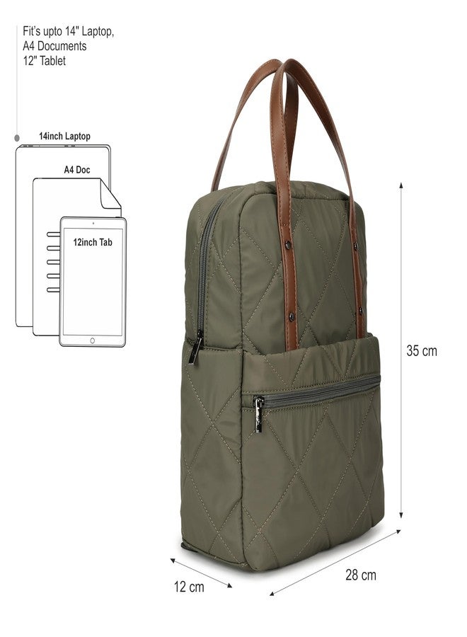 Fastrack Quilted Carry Backpack | Nylon Laptop Backpack for Women | Quilted Design with Dual Carry Handles & Padded 14'' Laptop Space - Image 3