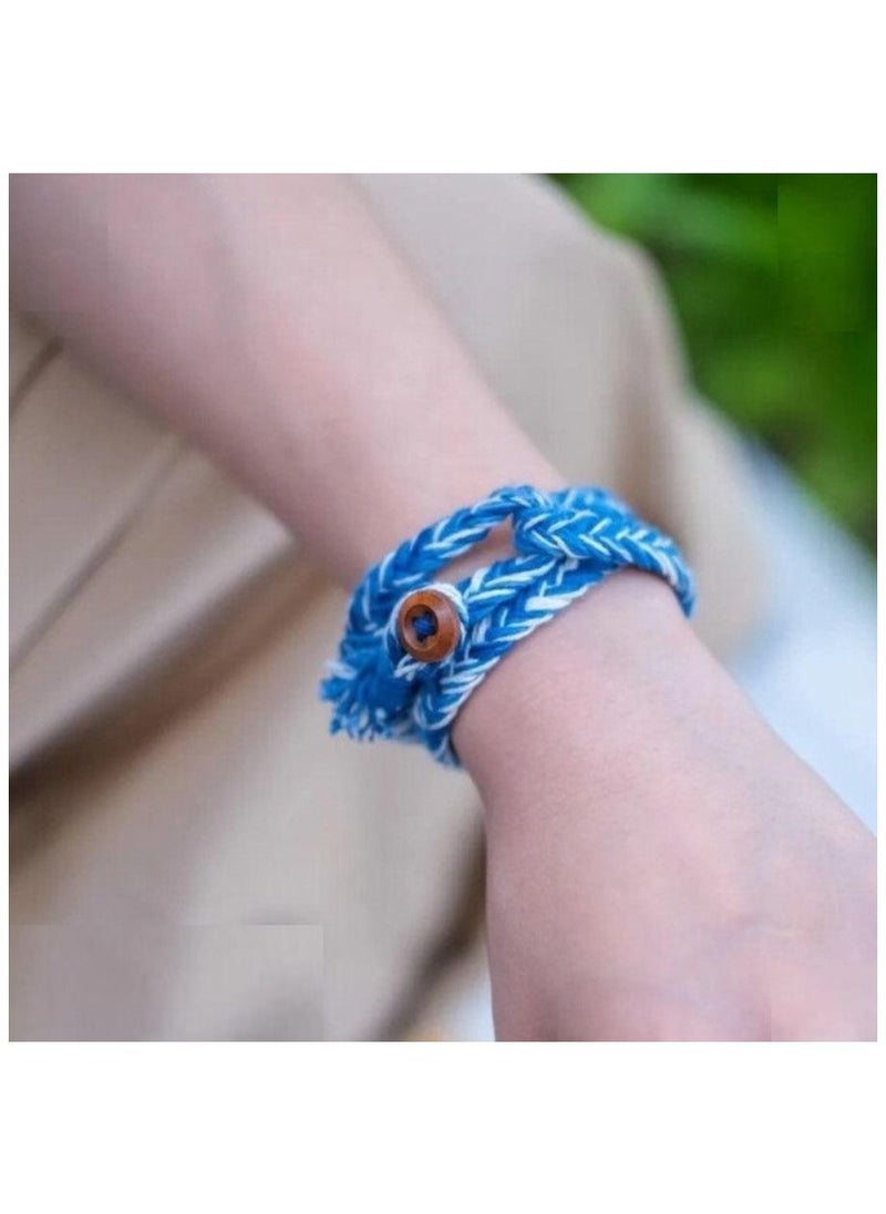 Vitalia - Blue and white braided rope bracelet for girls - Image 1