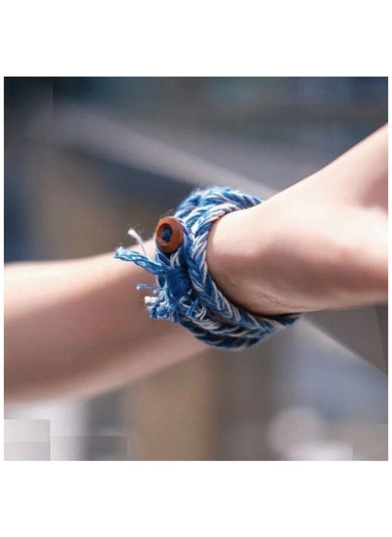 Vitalia - Blue and white braided rope bracelet for girls - Image 1