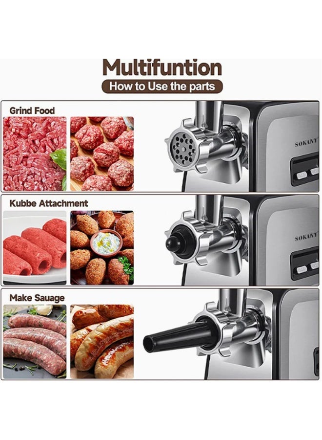 SOKANY 3500W Heavy Duty Meat Mincer & Food Processor Premium multifunctional grinder featuring strong motor power, sleek modern body, fast meat processing, convenient storage design, and reliable performance for everyday cooking needs. - Image 4