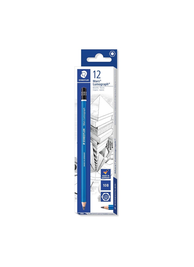 STAEDTLER Staedtler Mars Lumograph Degree 10B Pencil Set Pack of 12  - Image 1