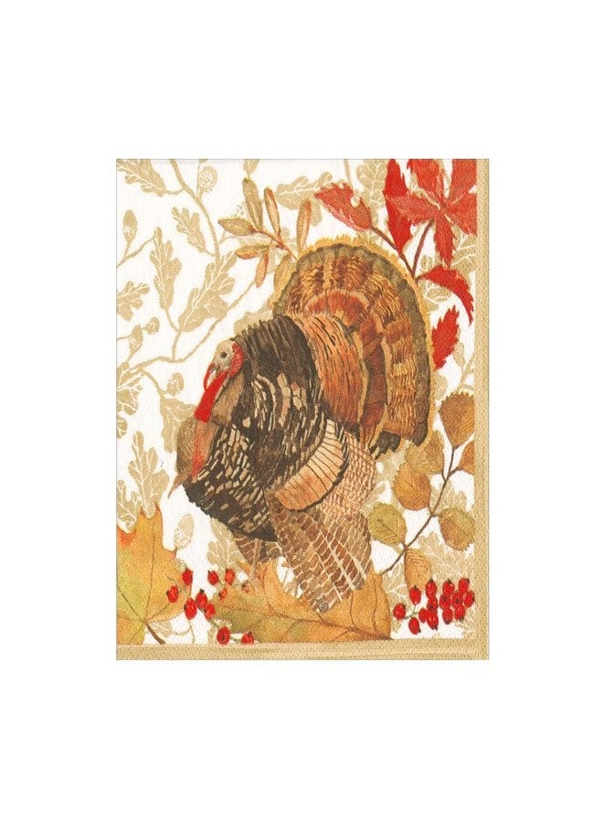 Caspari Woodland Turkey Paper Cocktail Napkins - 20 Per Package - Image 2
