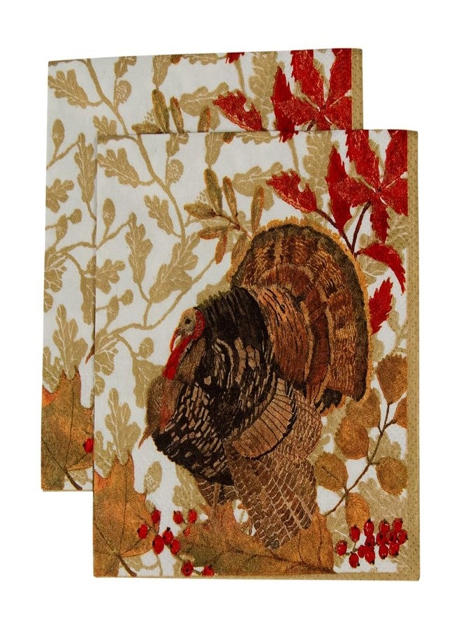 Caspari Woodland Turkey Paper Cocktail Napkins - 20 Per Package - Image 4