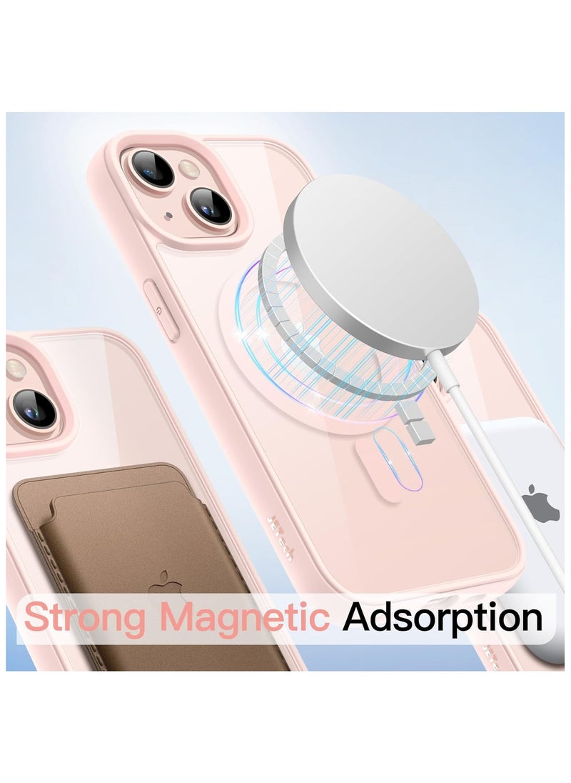 Denx Clear Magnetic Case for iPhone 14 Plus and iPhone 15 Plus, Compatible with MagSafe, Plating Luxury Cover, Clear Soft TPU Shockproof Protective Phone Case (Pink)  - Image 3