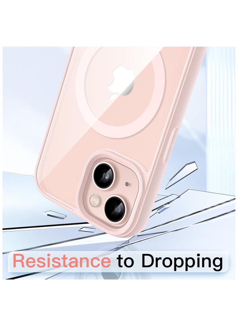 Denx Clear Magnetic Case for iPhone 14 Plus and iPhone 15 Plus, Compatible with MagSafe, Plating Luxury Cover, Clear Soft TPU Shockproof Protective Phone Case (Pink)  - Image 4