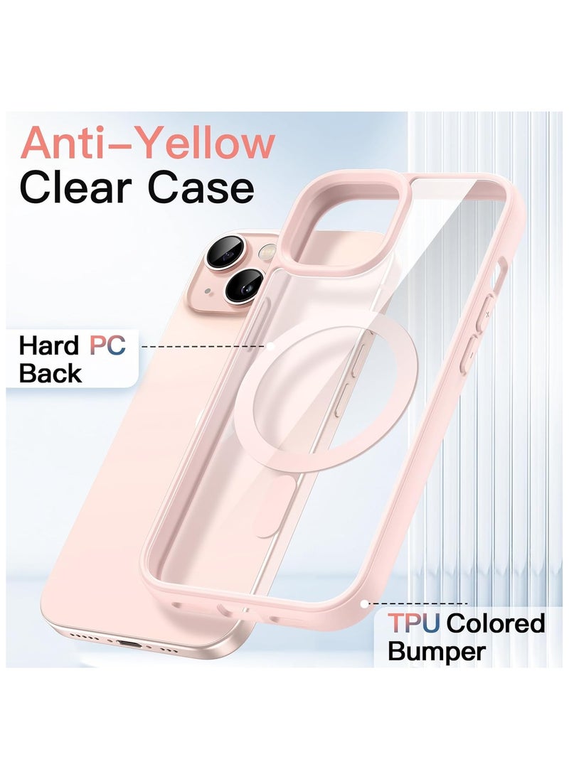 Denx Clear Magnetic Case for iPhone 14 Plus and iPhone 15 Plus, Compatible with MagSafe, Plating Luxury Cover, Clear Soft TPU Shockproof Protective Phone Case (Pink)  - Image 5