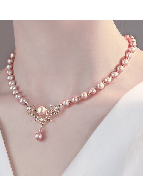 New Pearl Necklace Women's Luxury Fashion Versatile Deer Head Clavicle Chain Design Unique Style