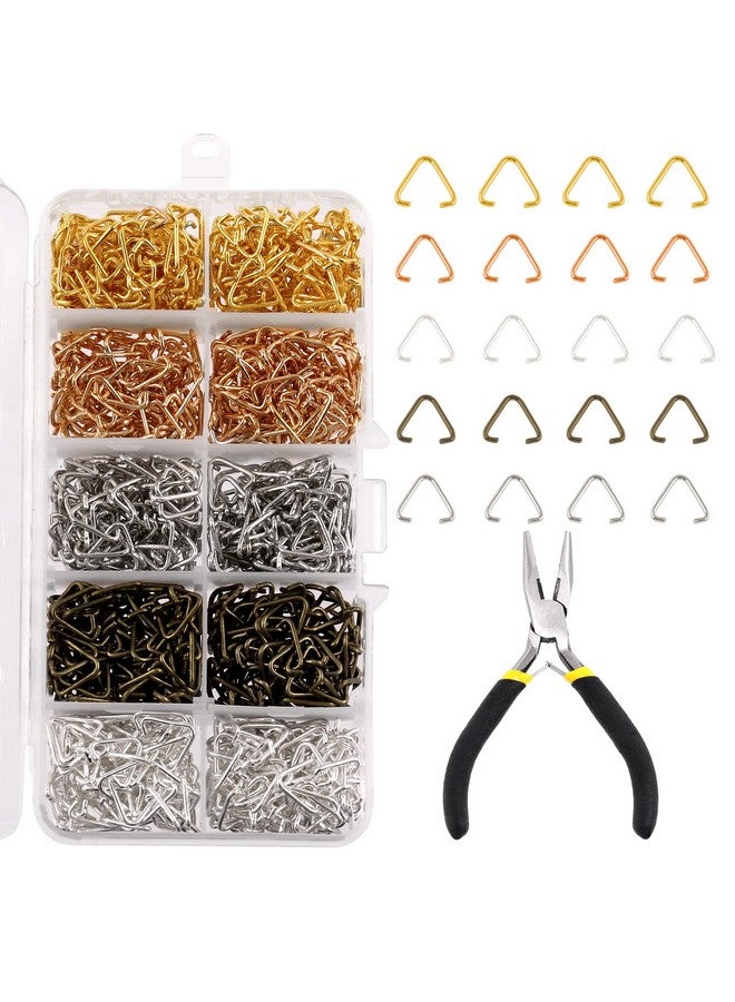 Tanstic 1001Pcs 10Mm 5 Colors Triangle Open Jump Rings Pendant Pinch Bail Pendant Connector Including 1Pc 4.5 Needlenose Pliers For Pendant Earring Bracelet Jewelry Making - Image 1