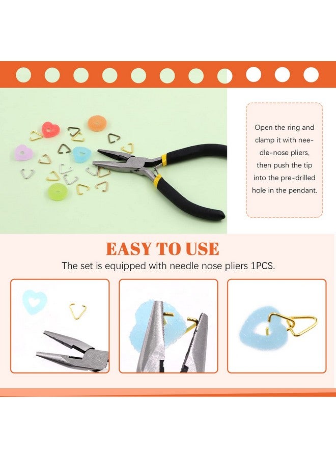 Tanstic 1001Pcs 10Mm 5 Colors Triangle Open Jump Rings Pendant Pinch Bail Pendant Connector Including 1Pc 4.5 Needlenose Pliers For Pendant Earring Bracelet Jewelry Making - Image 5