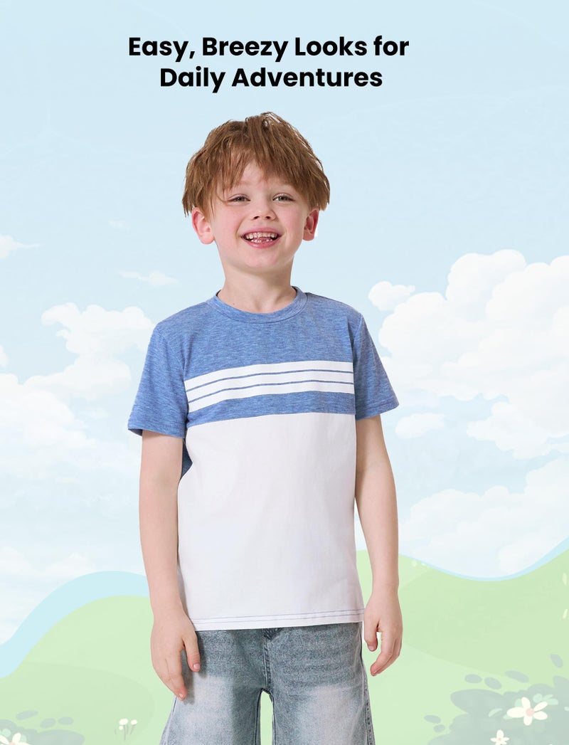 PATPAT Family Matching Outfits Dad and Son Matching Shirts Summer Easter Photo Vacation Family T-Shirts Blue White Boy 6-7 Years - Image 3