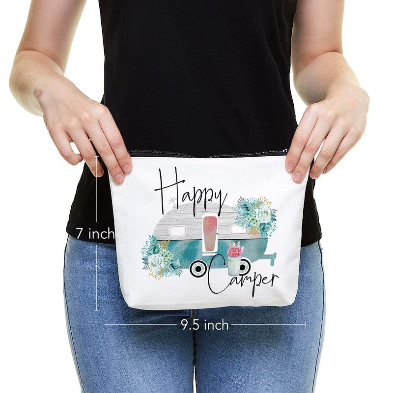 Fokongna Camper Accessories for Travel Trailers - Happy Camper Campfire Makeup Bag Gifts, Retro Vintage Camping Decorations for Inside - Image 2