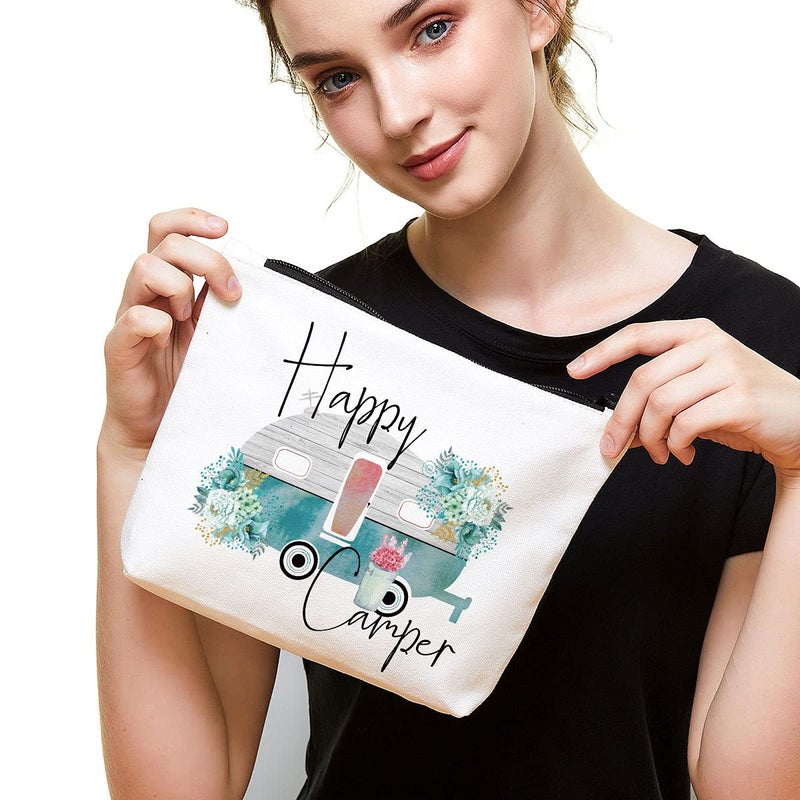 Fokongna Camper Accessories for Travel Trailers - Happy Camper Campfire Makeup Bag Gifts, Retro Vintage Camping Decorations for Inside - Image 3