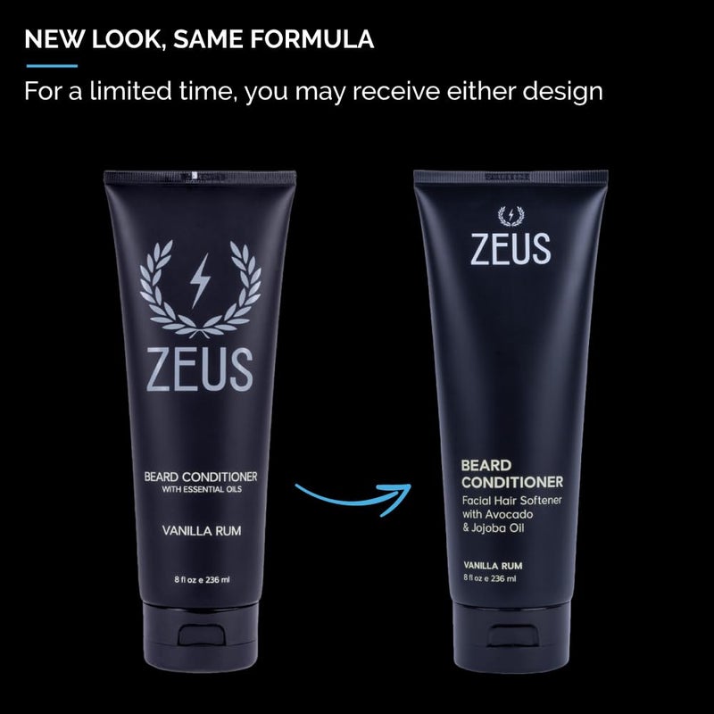 ZEUS Beard Wash Set for Men, Shampoo & Conditioner Duo with Green Tea & Essential Oils, Hydrates, Softens & Strengthens Beard Hair (Made in USA) Vanilla Rum - Image 3