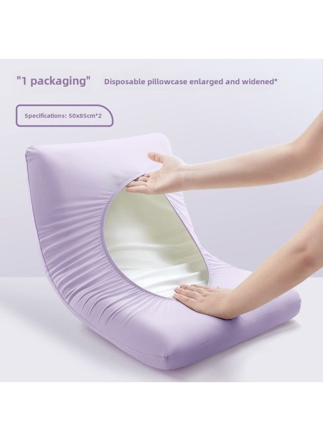 Disposable Pillowcase Travel Pillowcase Pillowcase Thickeneded Dirt-Proof Elastic Single Train Sleeper Hotel Bedding-Color:Lilac [1 Pack/2 Pieces] Sterilized And Dirt-proof - Image 1