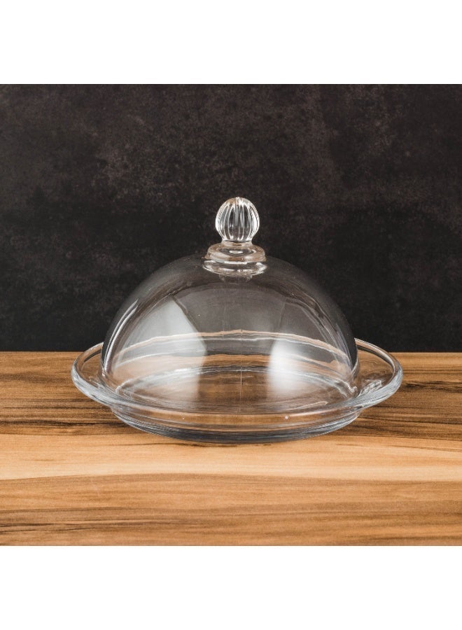 إيليجانت 🧁 طقم صحون تقديم زجاج سادة بغطاء | للكب كيك والحلويات والتمر – 3 قطع | 10 سم ✨ - Image 3