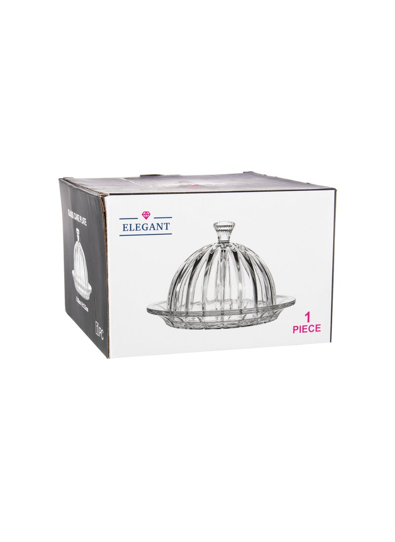 Elegant - A Multi-Use Glass Plate With A Cover For Cupcakes Sweets And Dates Clear Round Size 20 Cm - Image 1