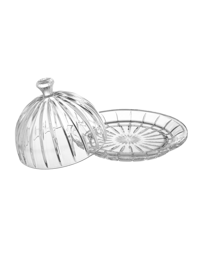 Elegant - A Multi-Use Glass Plate With A Cover For Cupcakes Sweets And Dates Clear Round Size 20 Cm - Image 1