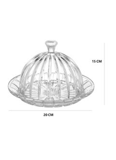 Elegant A Multi-Use Glass Plate With A Cover For Cupcakes Sweets And Dates Clear Round Size 20 Cm  - Image 4
