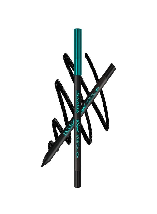 INCOLOR Super HD Black Kajal, Long-Lasting Waterproof Eye Pencil, Intense Black Finish, Smudge-Proof, 1.8g - Image 1