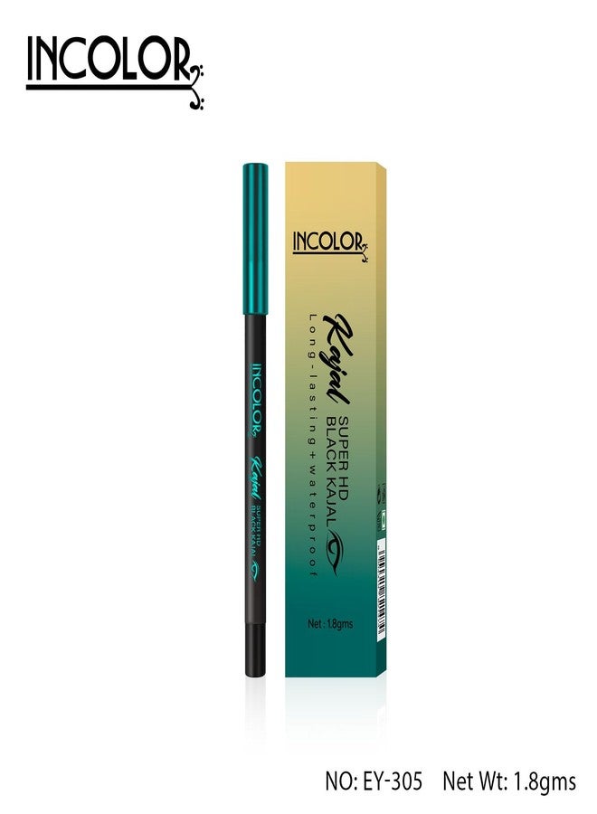 INCOLOR Super HD Black Kajal, Long-Lasting Waterproof Eye Pencil, Intense Black Finish, Smudge-Proof, 1.8g - Image 2
